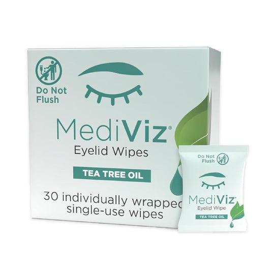 Tea Tree Eyelid Cleanser Wipes – 30 Single-Use Towelettes – Eyelash & Eyelid Wipes for Soothing Dry Eye Irritation, Demodex Removal & More