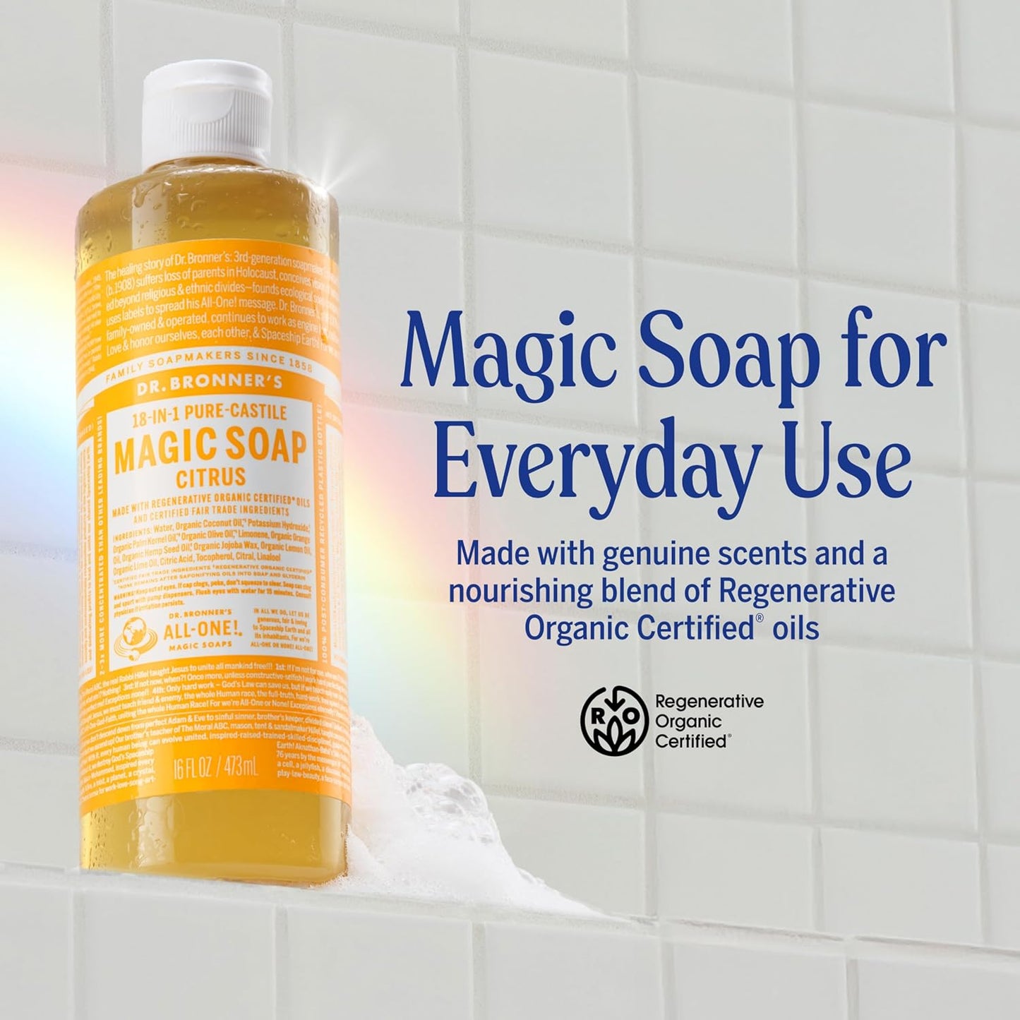 - Pure-Castile Liquid Soap (Citrus, 32 Ounce, 2-Pack) - Made with Organic Oils, 18-In-1 Uses: Face, Body, Hair, Laundry, Pets and Dishes, Concentrated, Vegan, Non-Gmo