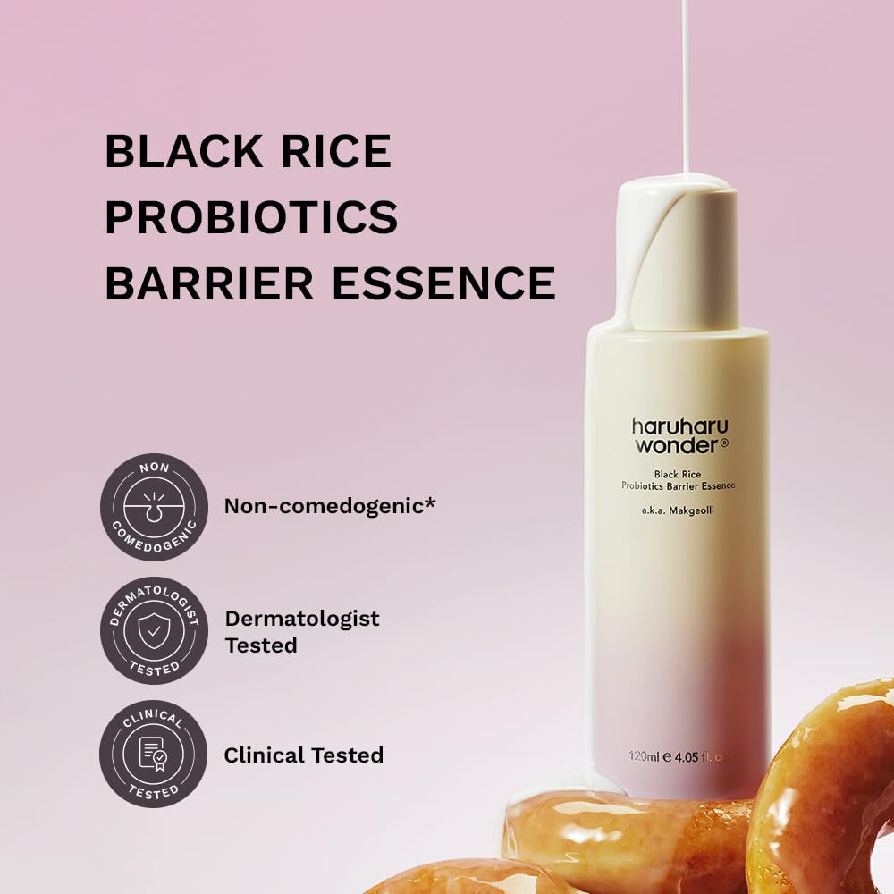 Wonder Black Rice Probiotics Barrier Essence, Skin Flooding & Layering, Strengthens Skin Barrier, Moisturizes, Glowy Radiant Skin, Ceramide & Panthenol, 4.05 Fl.Oz