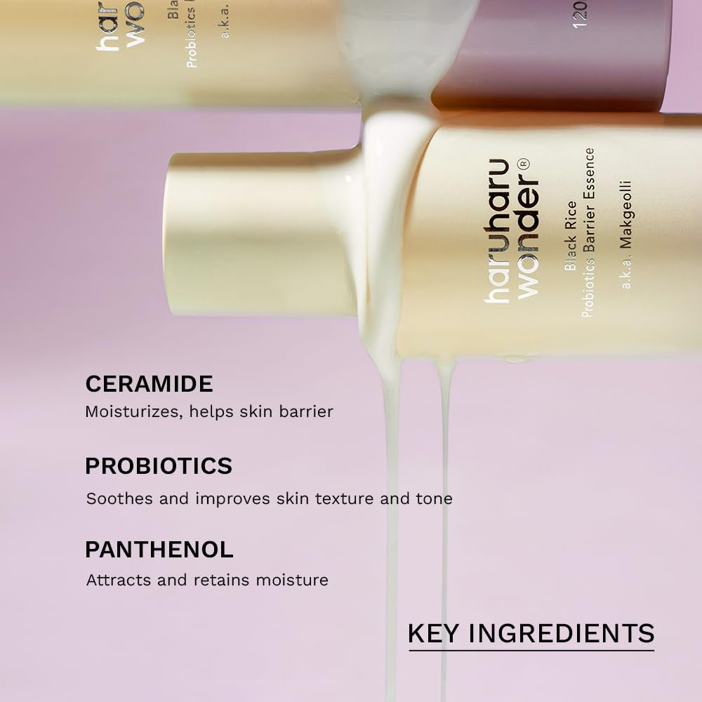 Wonder Black Rice Probiotics Barrier Essence, Skin Flooding & Layering, Strengthens Skin Barrier, Moisturizes, Glowy Radiant Skin, Ceramide & Panthenol, 4.05 Fl.Oz