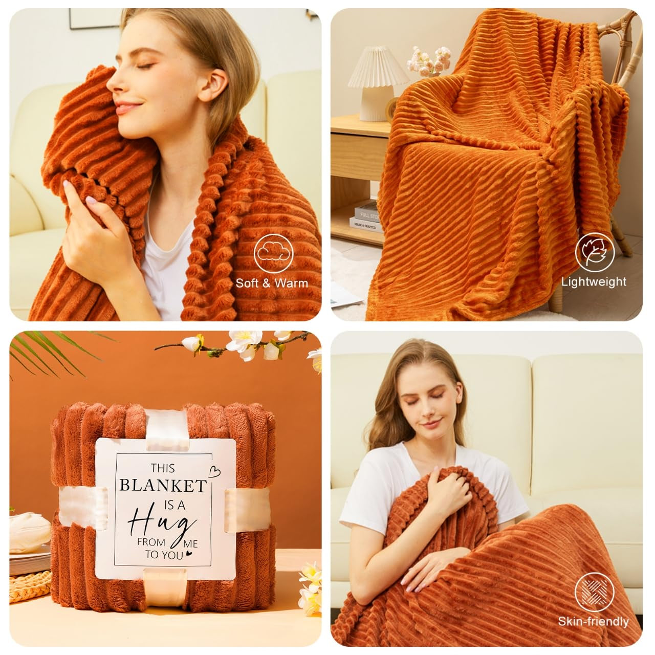 Mother'S Day Gifts Baskets for Women Mom Her Wife Girlfriend,Birthday Gifts for Women Teacher Friend W/Cozy Blanket Rose Relaxing Spa Gifts Set,Self Care Get Well Gifts for Her Valentines Mothers Day