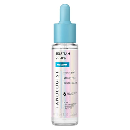 Face and Body Self Tan Drops, Medium - Bronzing Drops - Illuminating Self Tanning Drops, Natural Ingredients & Vegan - 1.01 Fl Oz